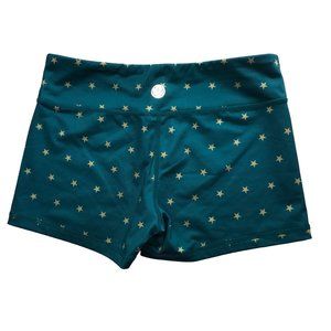 IAB Hot Shorts Cycling Yoga Athletic Workout Crossfit Green Gold Stars Small